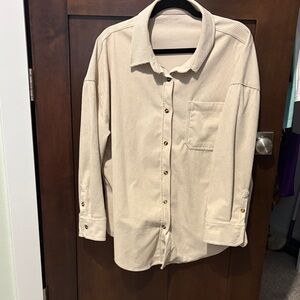 Beige Corduroy Button-Up Shirt